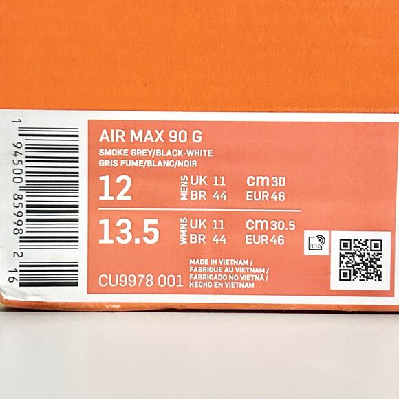 Nike Air Max 90 G “Smoke Grey” Men’s Size 12 Black White Spikeless Golf Shoes main image 4